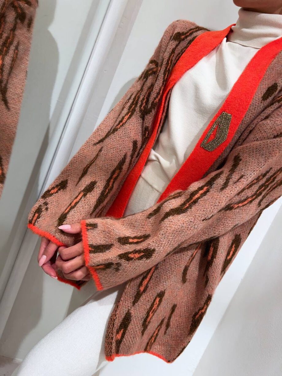 Shop Online Cardigan fantasia aperto beige e arancio Dimora