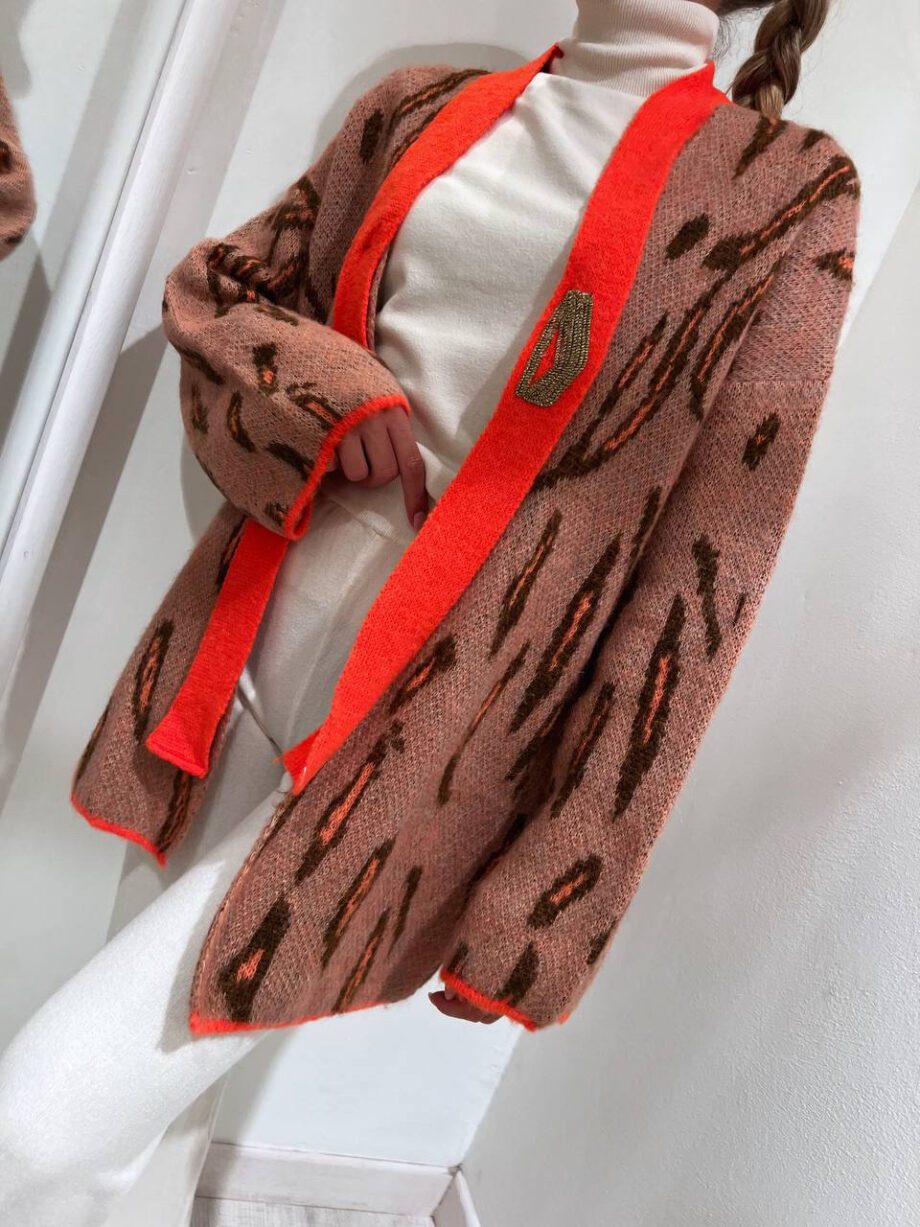 Shop Online Cardigan fantasia aperto beige e arancio Dimora