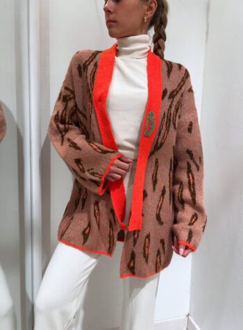 Shop Online Cardigan fantasia aperto beige e arancio Dimora