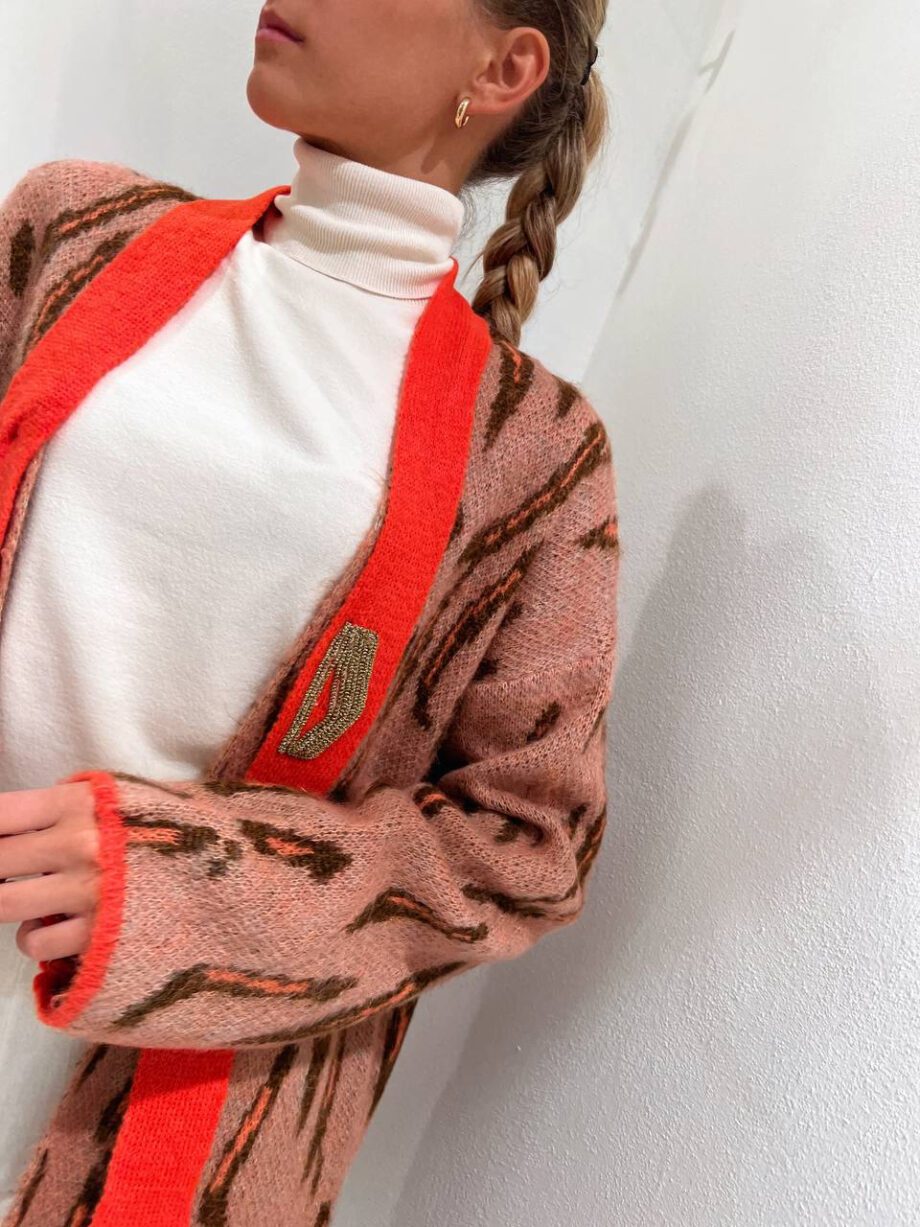 Shop Online Cardigan fantasia aperto beige e arancio Dimora