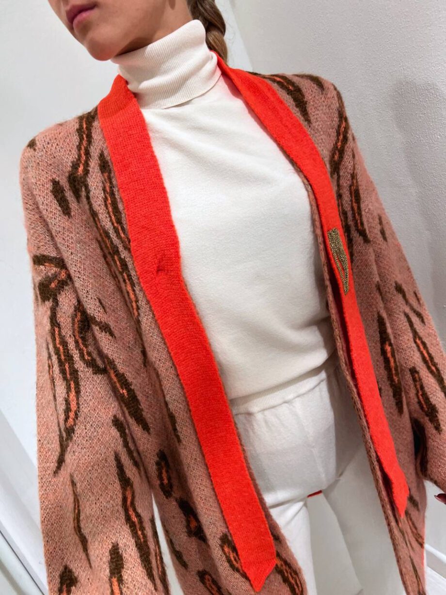 Shop Online Cardigan fantasia aperto beige e arancio Dimora