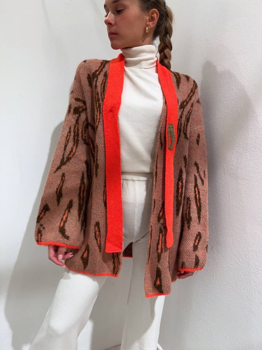 Shop Online Cardigan fantasia aperto beige e arancio Dimora