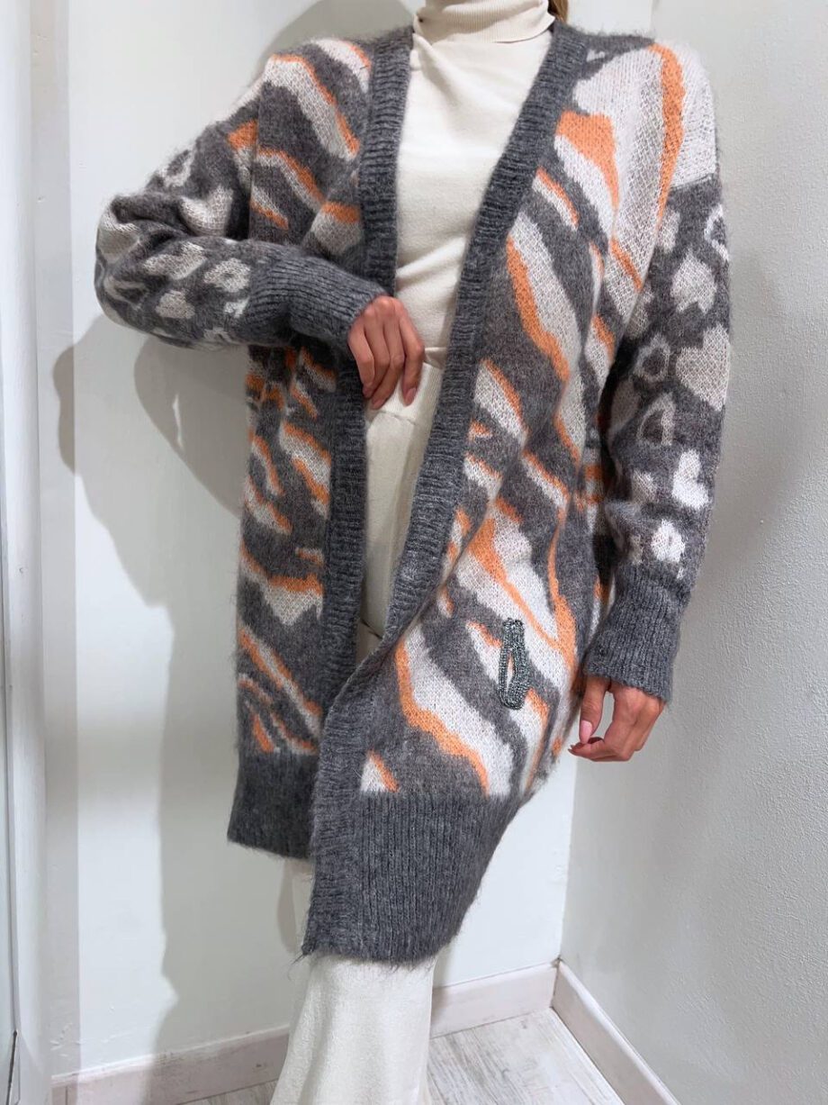 Shop Online Cardigan aperto zebrato grigio Dimora