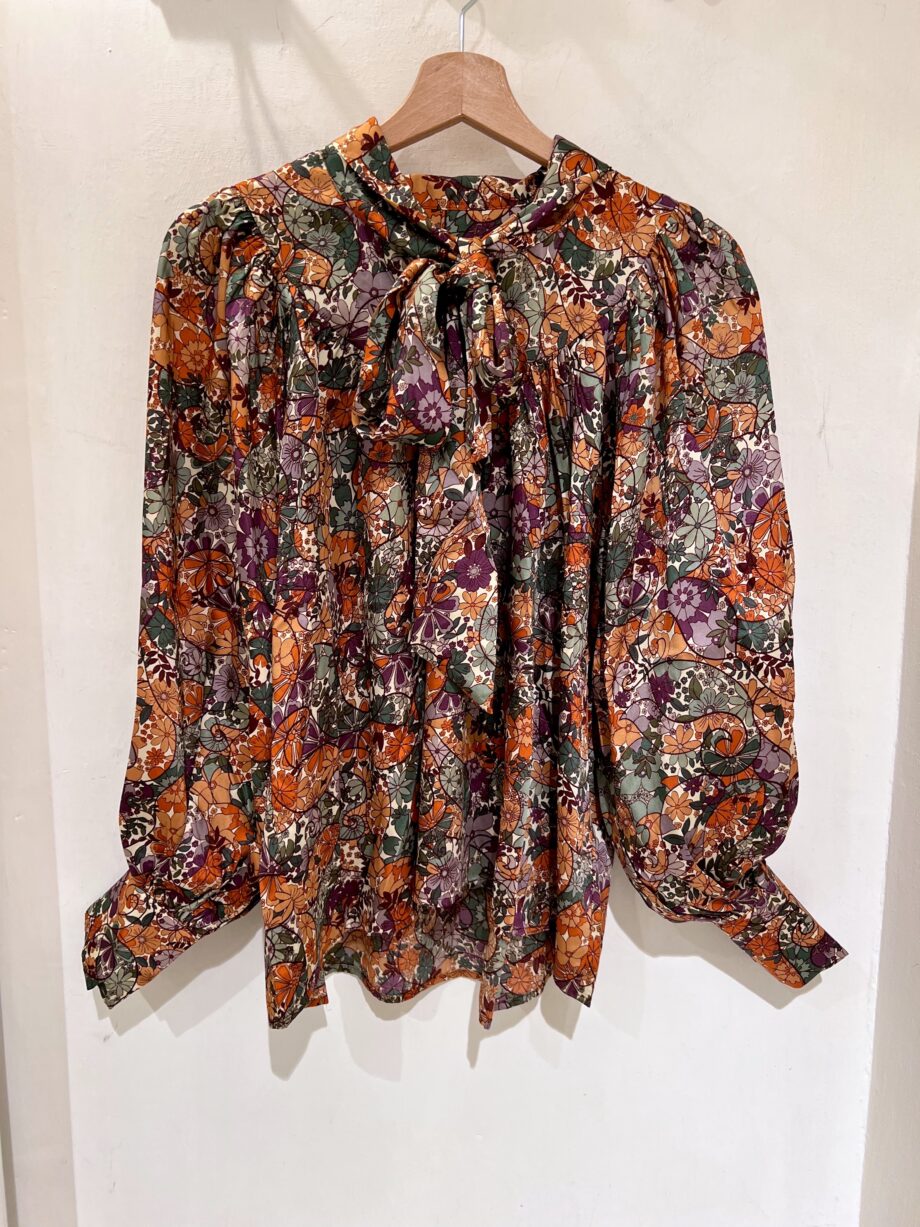 Shop Online Camicia floreale in viscosa con fiocco Suncoo