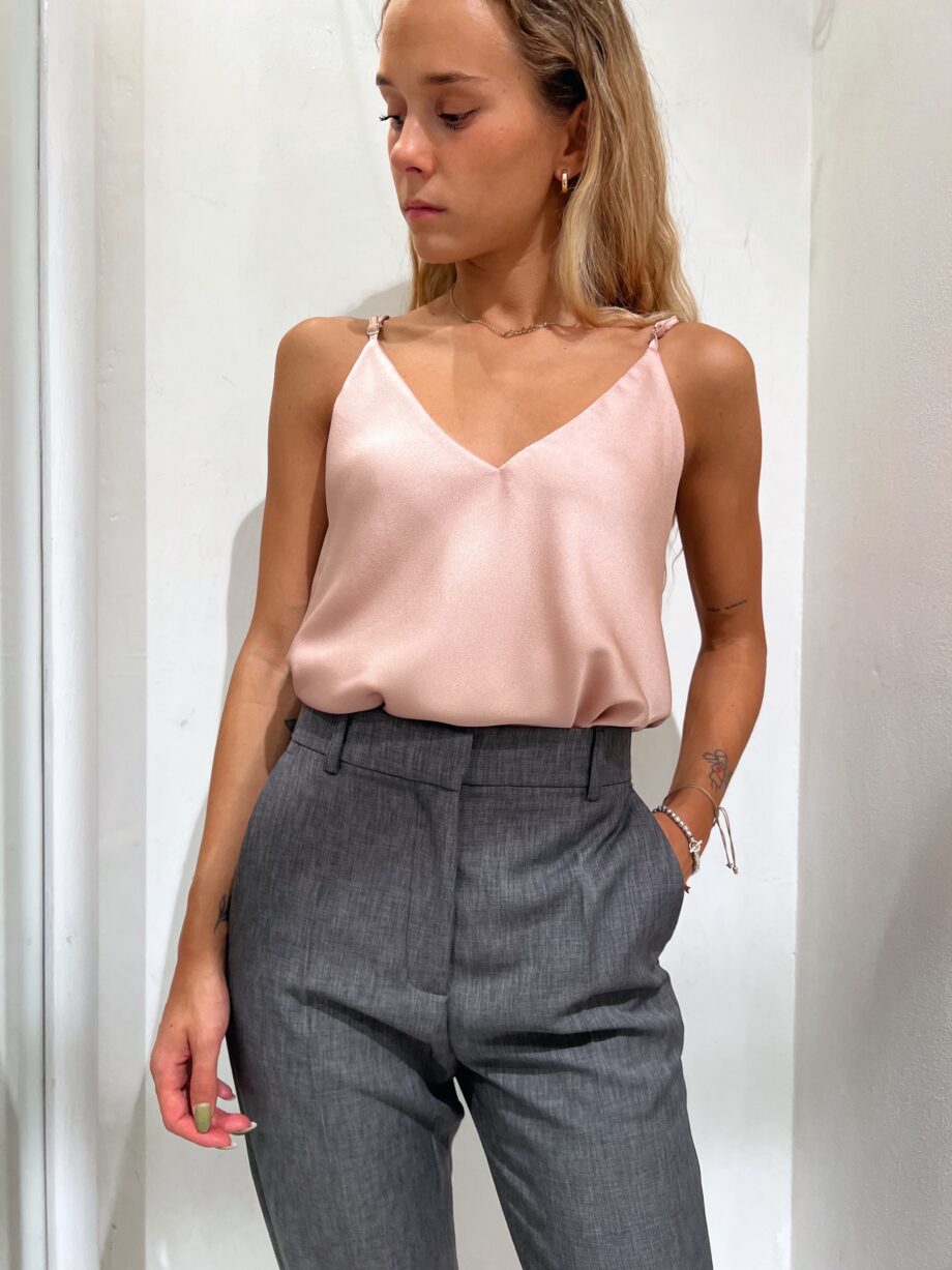 Shop Online Top in raso basico rosa cipria Vicolo