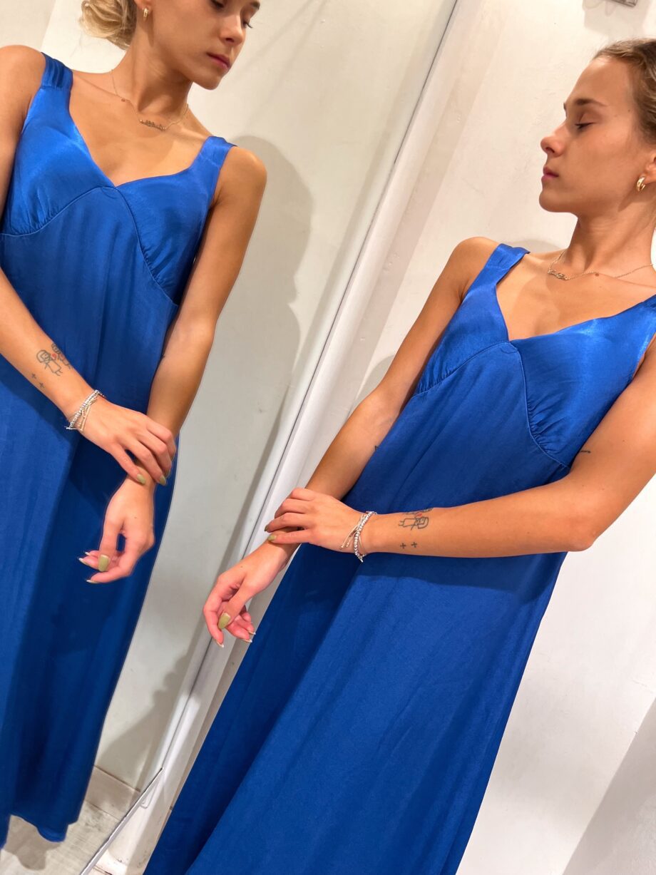 Shop Online Vestito lungo in raso bluette Have One