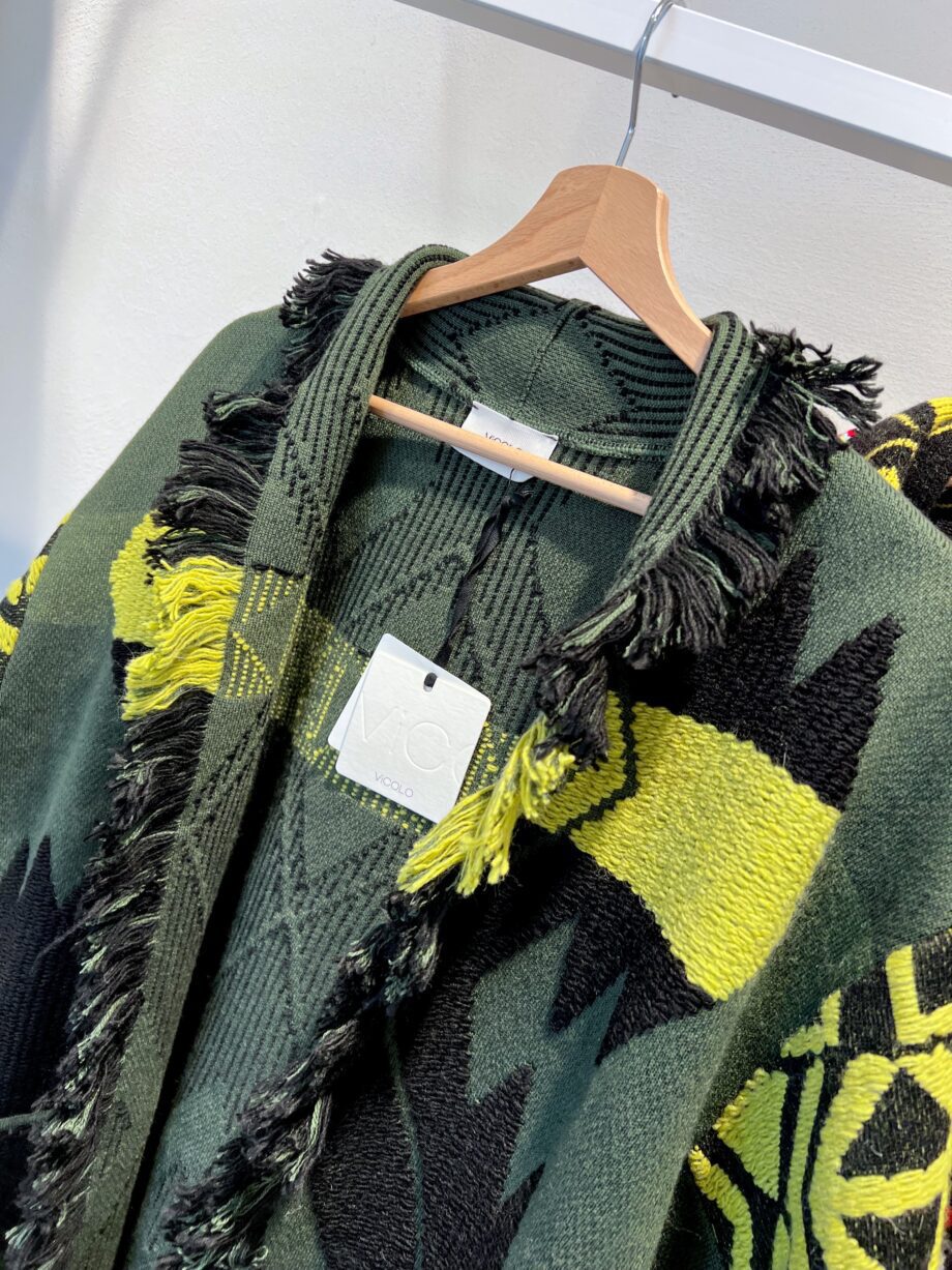 Shop Online Cardigan jacquard lungo verde e lime Vicolo