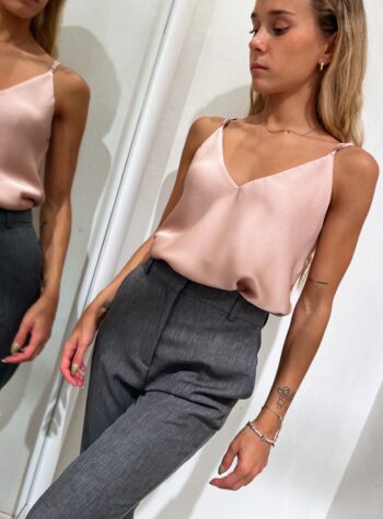 Shop Online Top in raso basico rosa cipria Vicolo