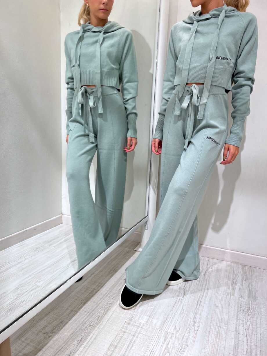 Shop Online Pantalone palazzo in maglia menta Hinnominate