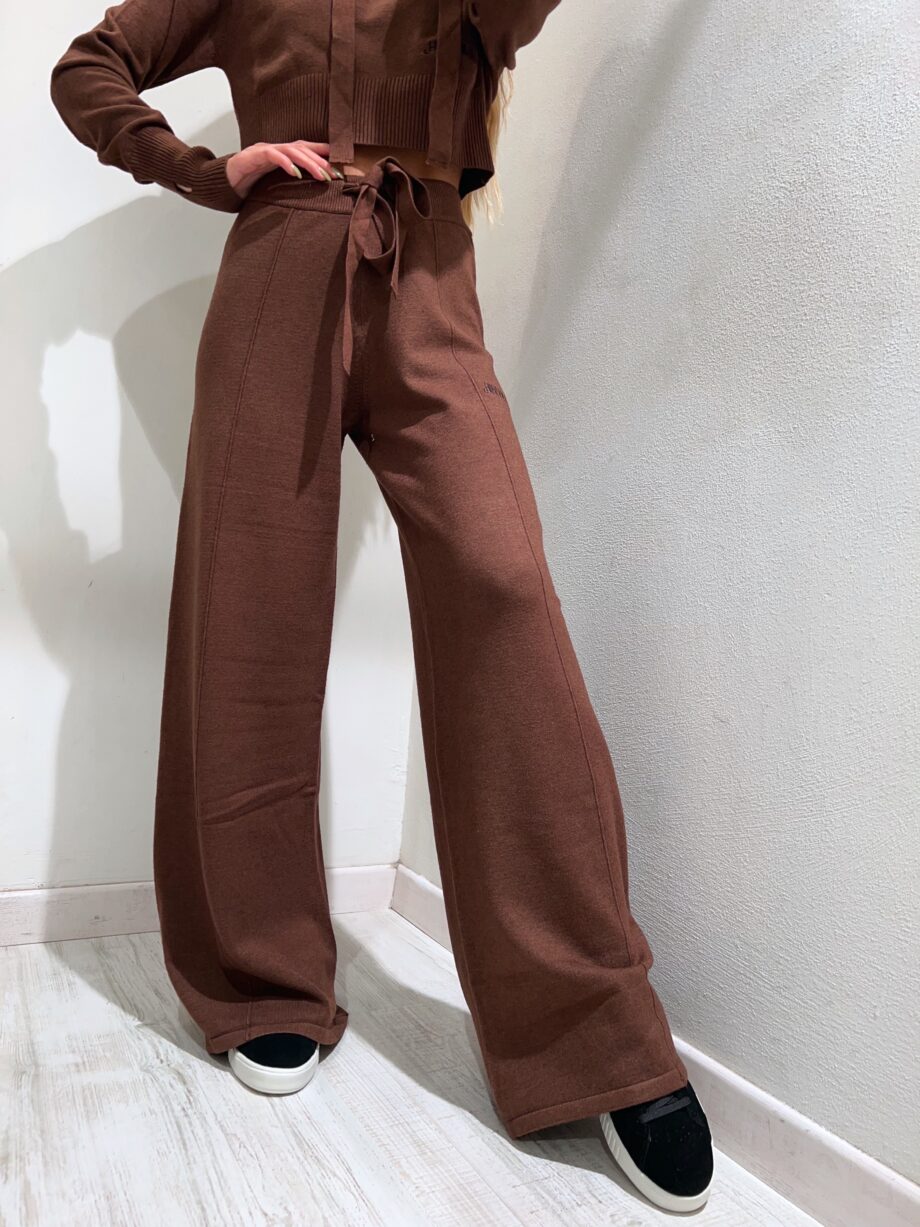 Shop Online Pantalone palazzo in maglia cioccolato Hinnominate