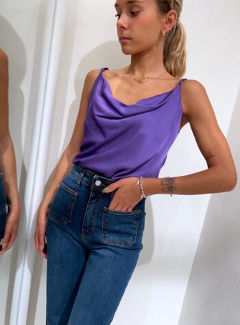 Shop Online Top in raso viola scollo anello Have One