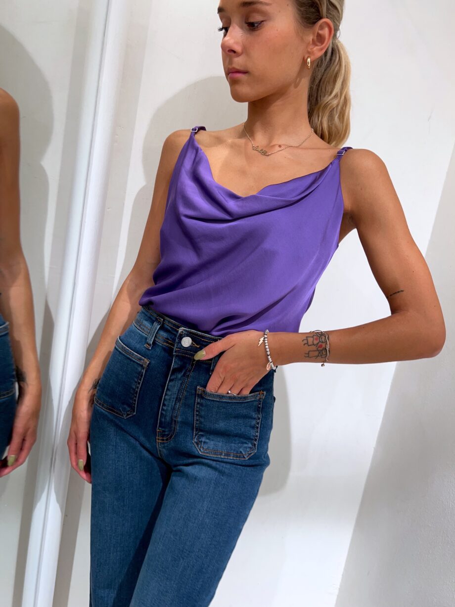 Shop Online Top in raso viola scollo anello Have One