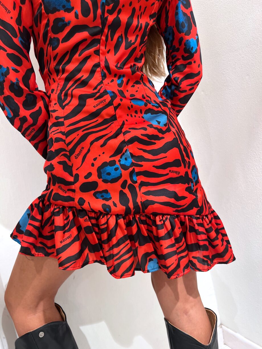 Shop Online Vestito in raso rosso maculato con gala Dimora