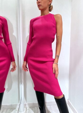 Shop Online Vestito in maglia monospalla fucsia Vicolo