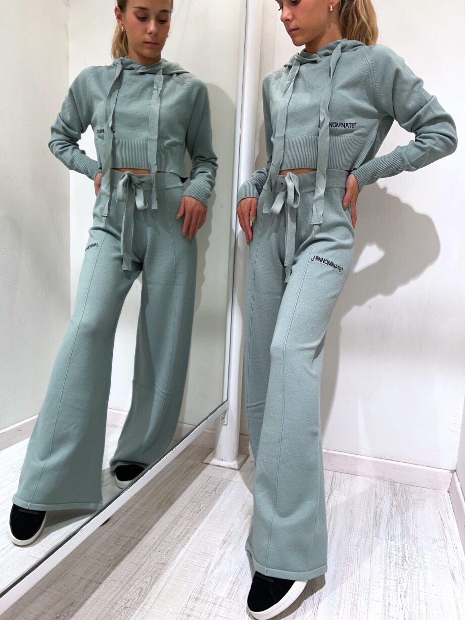 Shop Online Pantalone palazzo in maglia menta Hinnominate