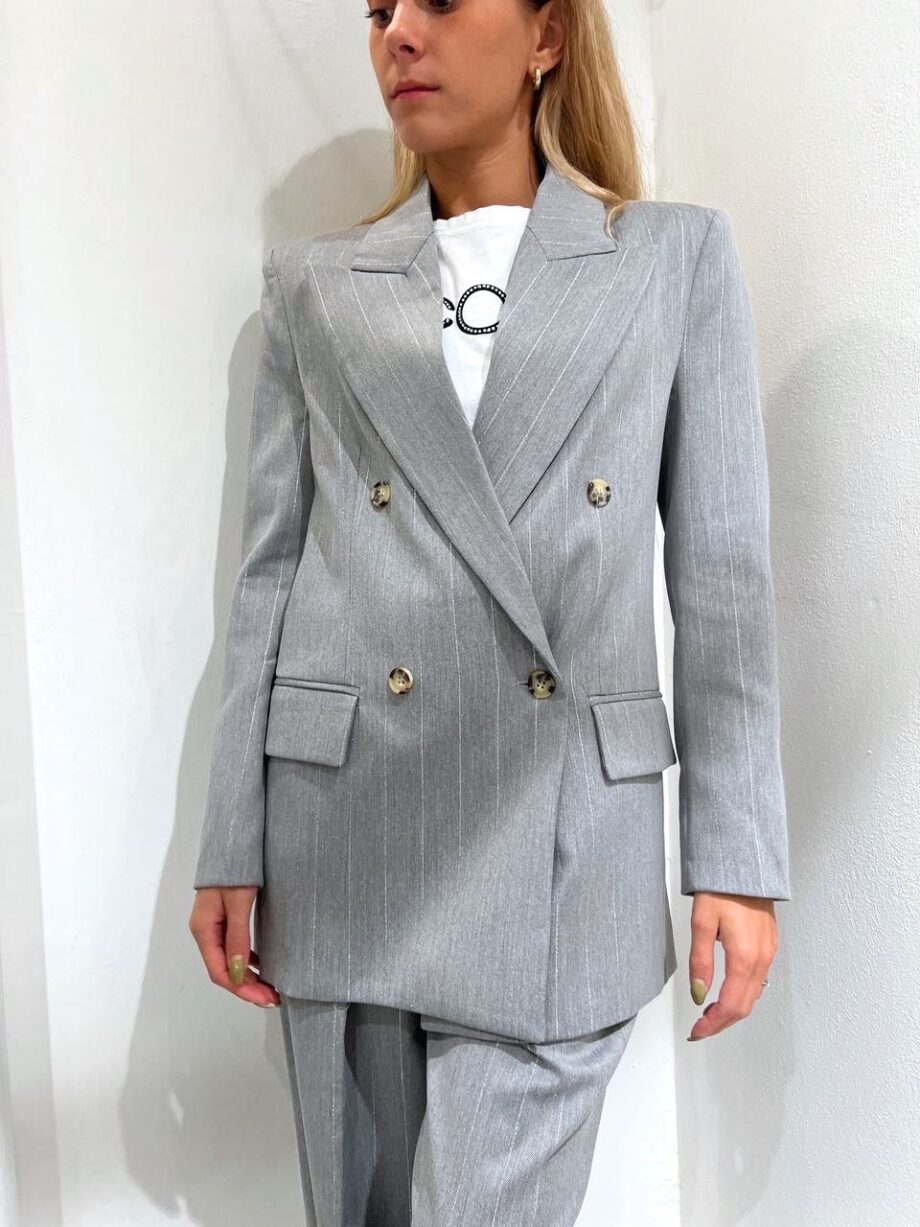 Shop Online Blazer doppiopetto grigio gessato con lurex Vicolo