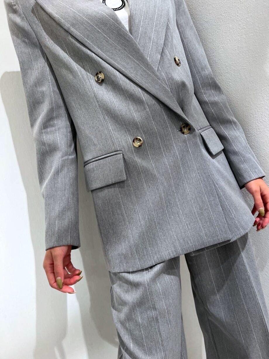 Shop Online Blazer doppiopetto grigio gessato con lurex Vicolo