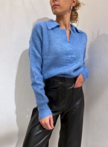 Shop Online Maglione over azzurro con colletto Suncoo
