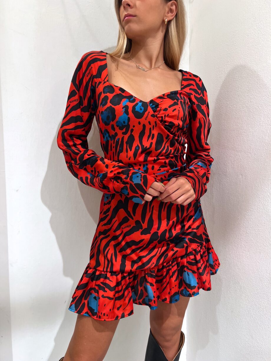 Shop Online Vestito in raso rosso maculato con gala Dimora