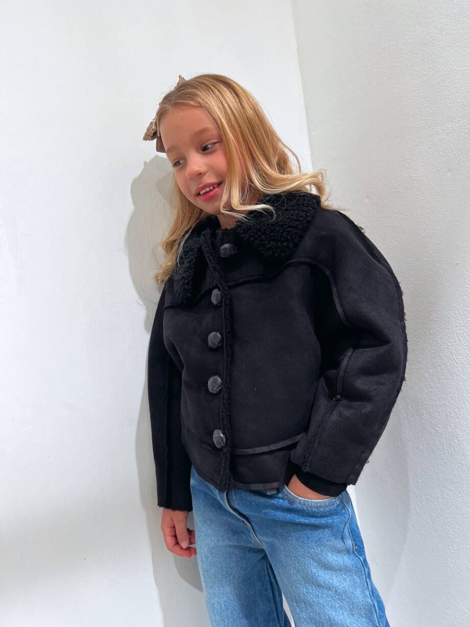 Shop Online Cappottino nero con pelliccia Souvenir kids
