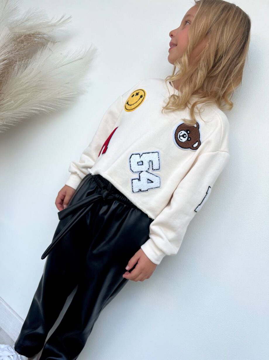 Shop Online Felpa corta panna con patch Souvenir Kids