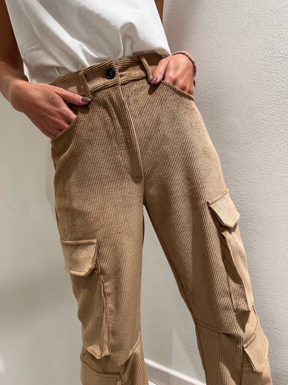 Shop Online Pantalone cargo cammello in velluto Vicolo