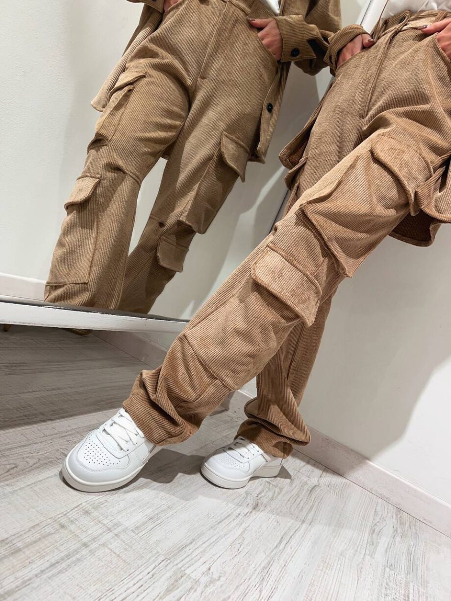 Shop Online Pantalone cargo cammello in velluto Vicolo