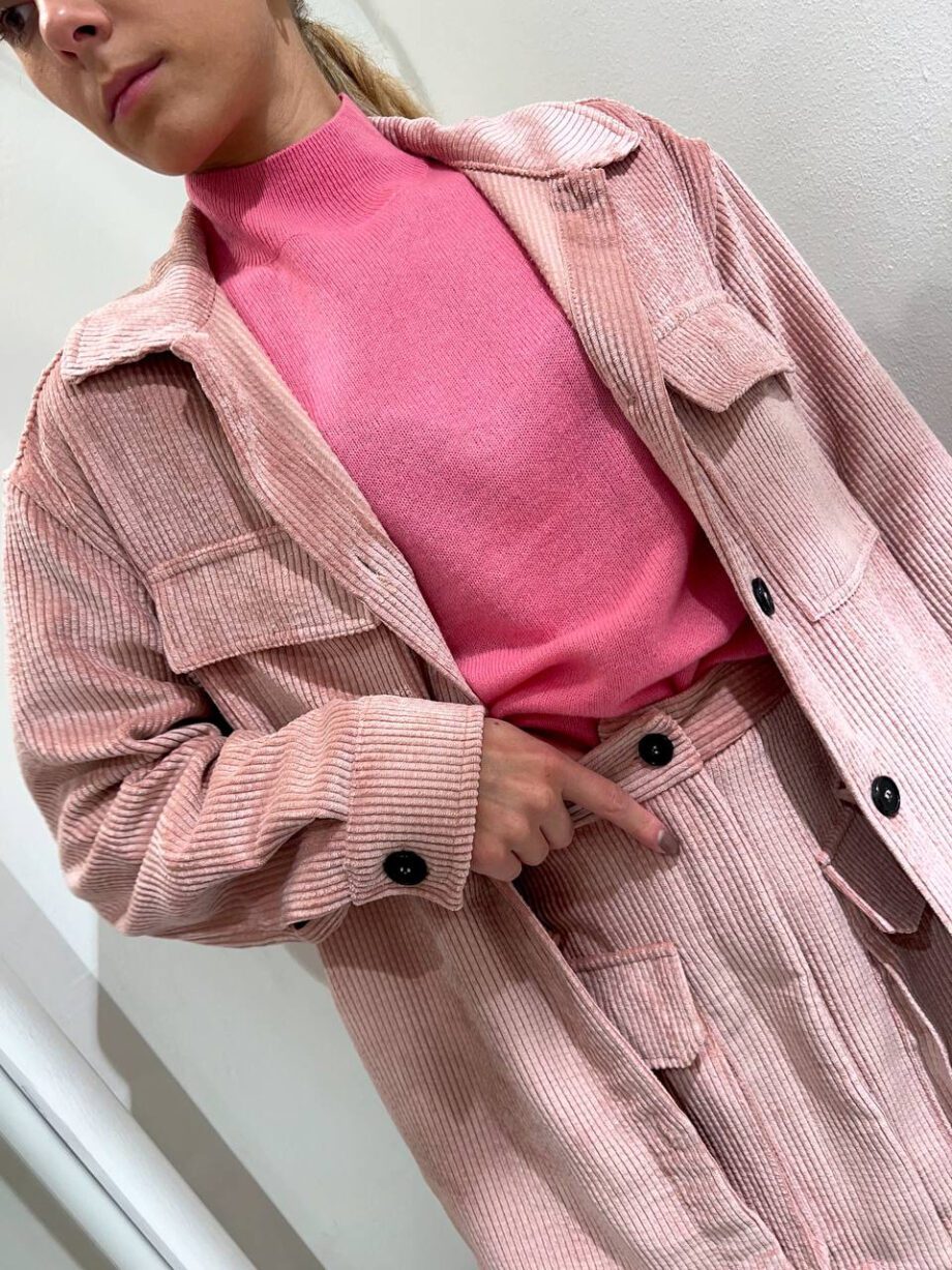 Shop Online Giacca camicia rosa con tasche in velluto Vicolo
