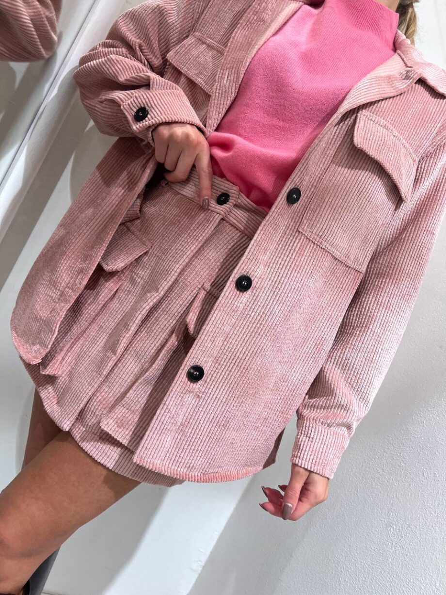 Shop Online Giacca camicia rosa con tasche in velluto Vicolo