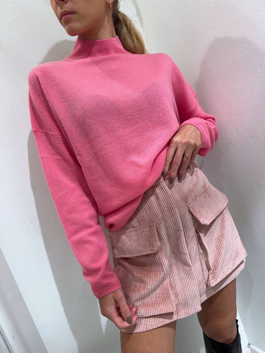 Shop Online Maglioncino rosa collo alto in cashmere Vicolo
