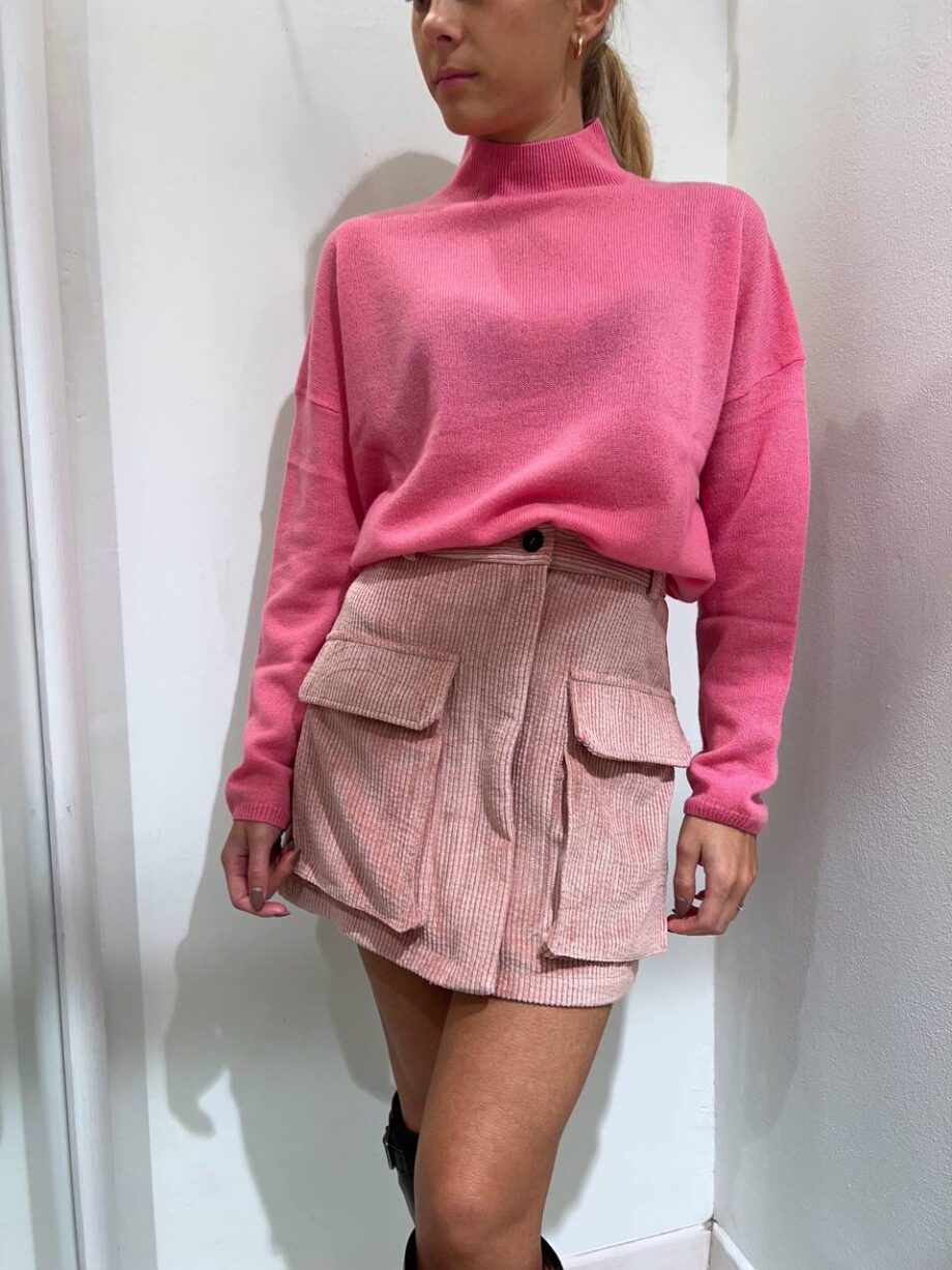 Shop Online Maglioncino rosa collo alto in cashmere Vicolo