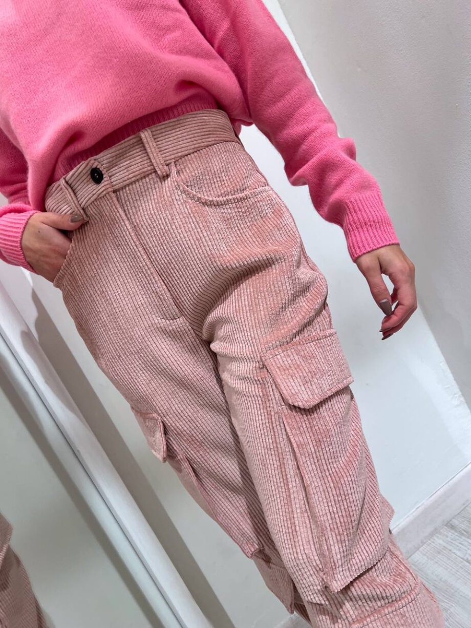 Shop Online Pantalone cargo rosa in velluto Vicolo