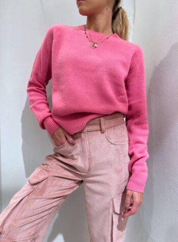 Shop Online Maglioncino girocollo rosa in cashmere Vicolo