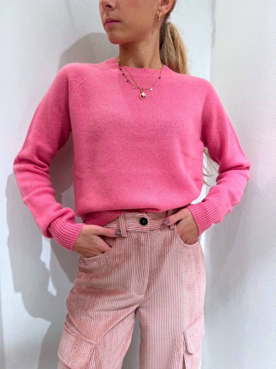 Shop Online Maglioncino girocollo rosa in cashmere Vicolo
