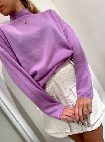 Shop Online Maglioncino lilla collo alto in cashmere Vicolo