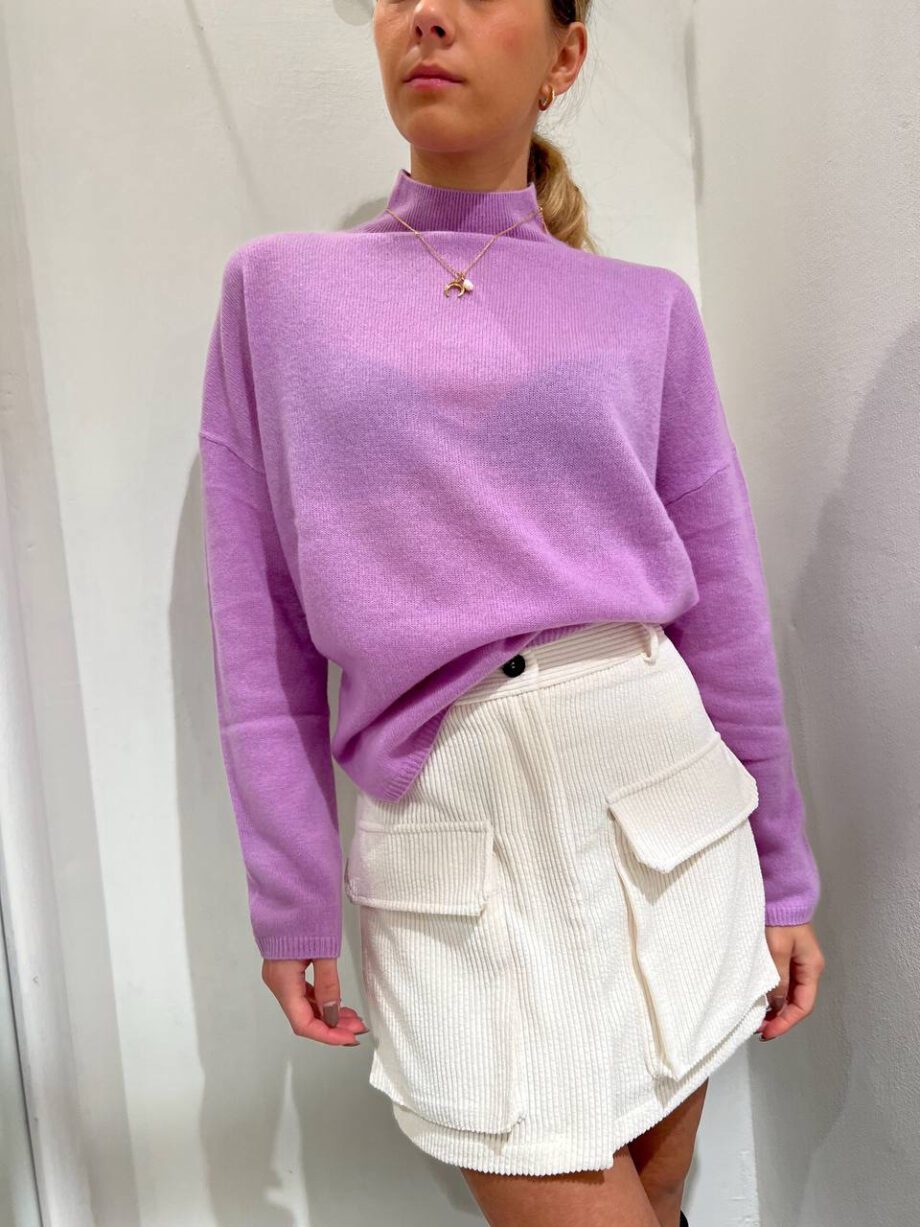 Shop Online Maglioncino lilla collo alto in cashmere Vicolo