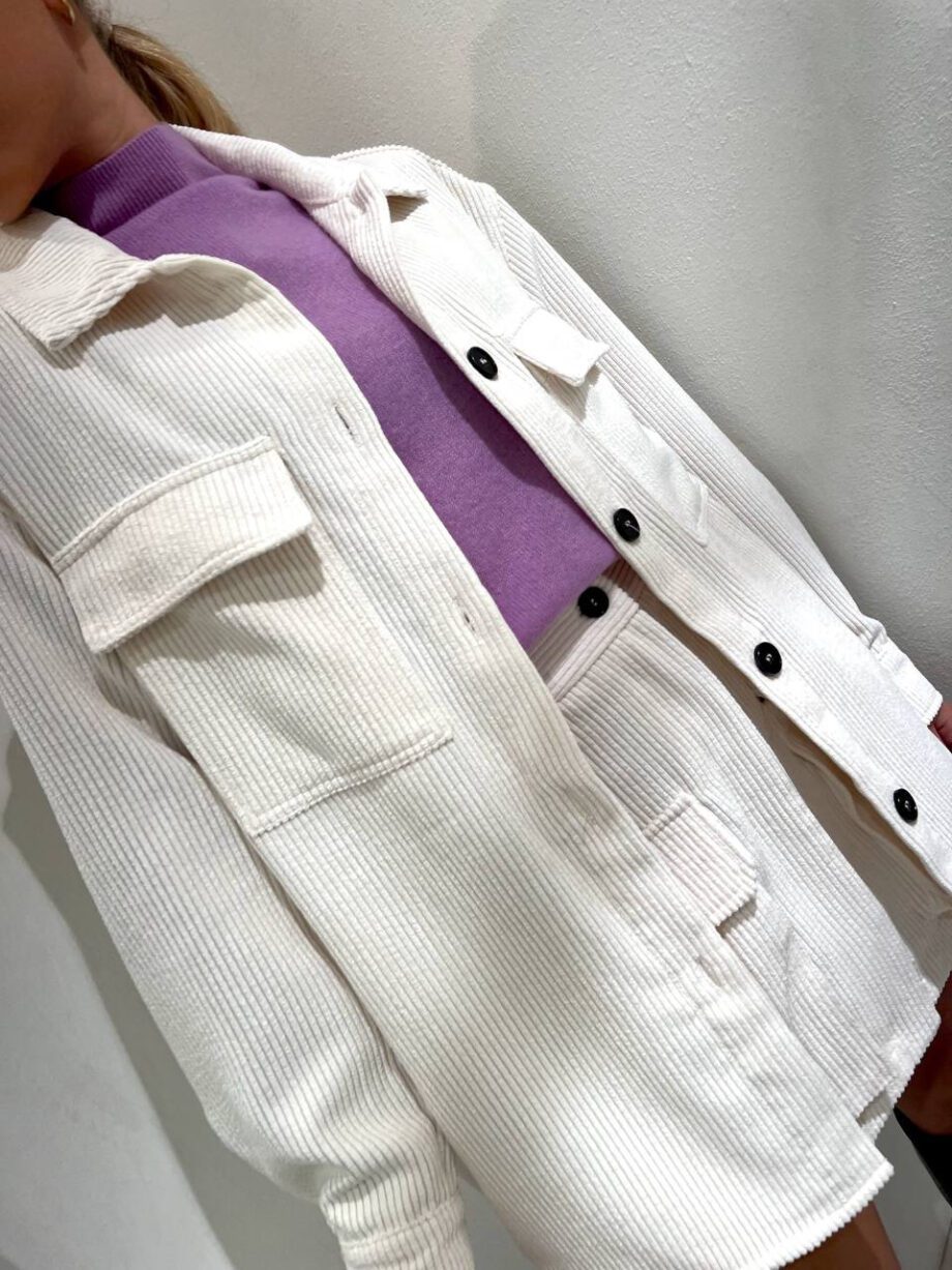 Shop Online Giacca camicia panna con tasche in velluto Vicolo