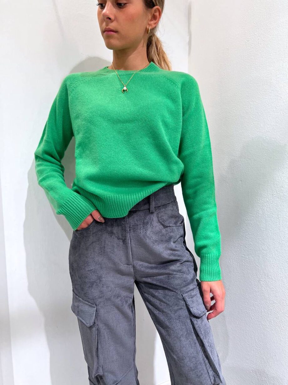 Shop Online Maglioncino girocollo verde in cashmere Vicolo