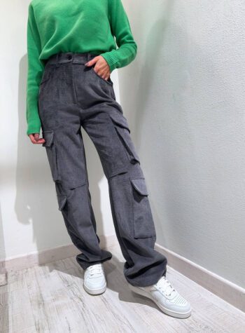 Shop Online Pantalone cargo grigio in velluto Vicolo