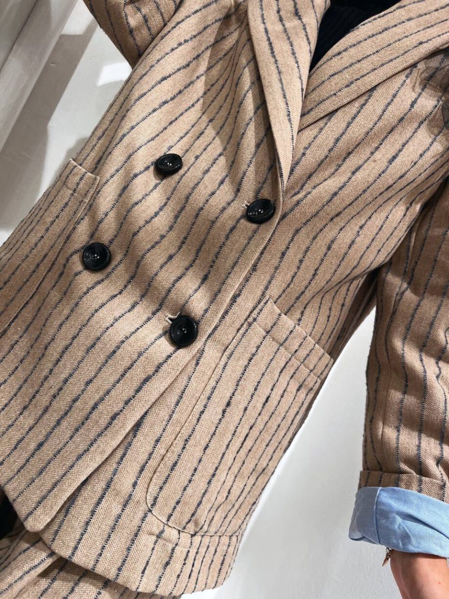 Shop Online Blazer doppiopetto beige a righe Souvenir