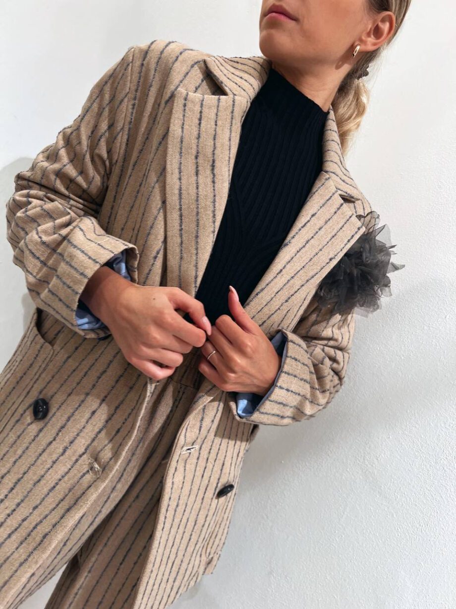 Shop Online Blazer doppiopetto beige a righe Souvenir