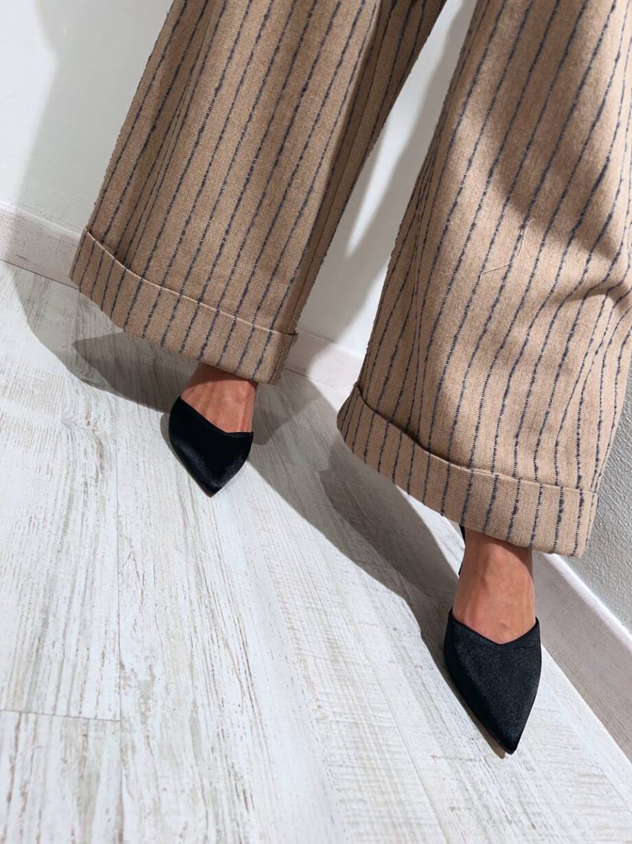 Shop Online Pantalone palazzo corto beige a righe Souvenir