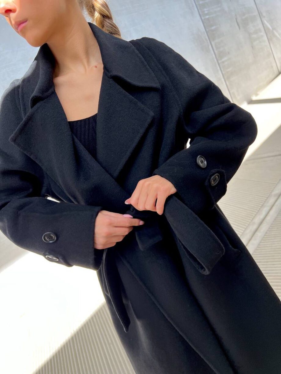 Shop Online Cappotto lungo nero con fusciacca Vicolo