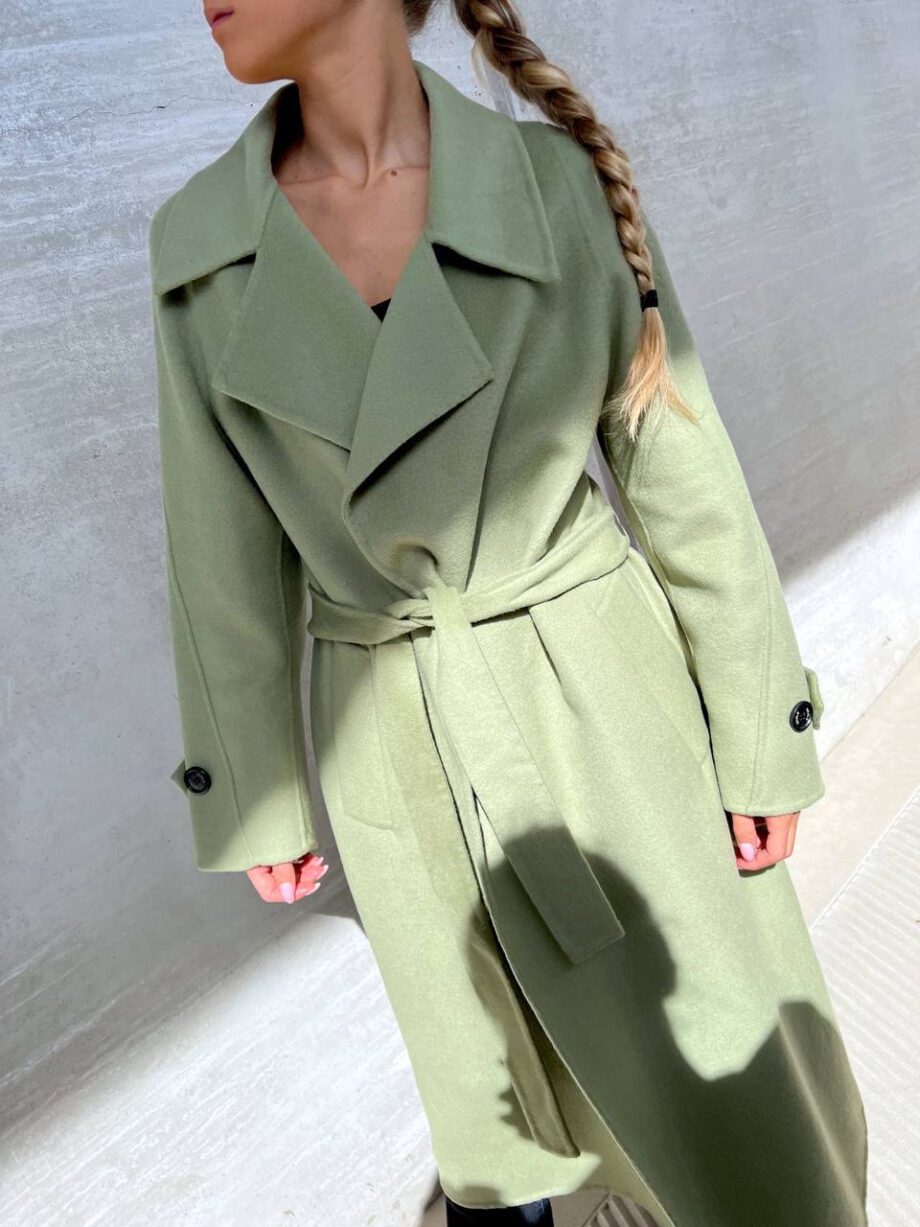 Shop Online Cappotto lungo verde salvia con fusciacca Vicolo