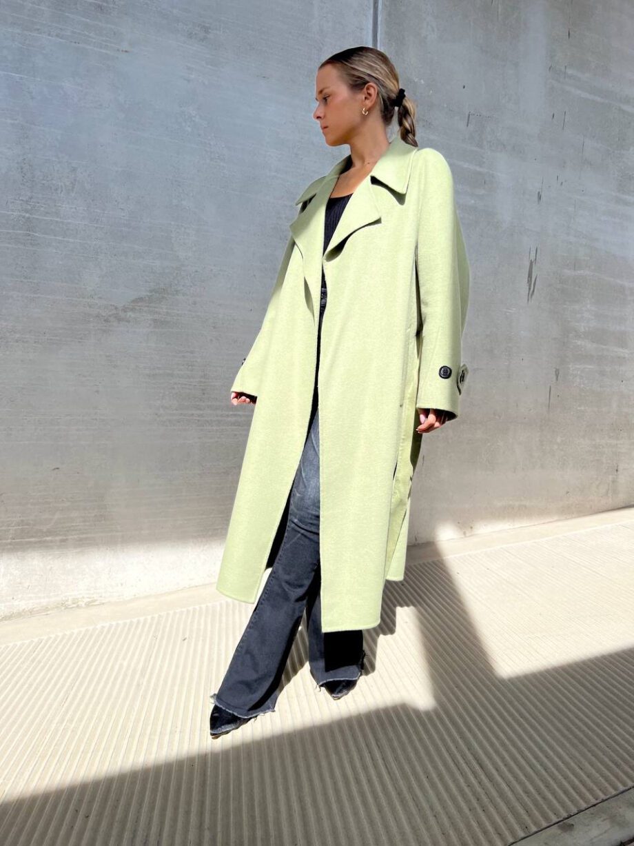 Shop Online Cappotto lungo verde salvia con fusciacca Vicolo