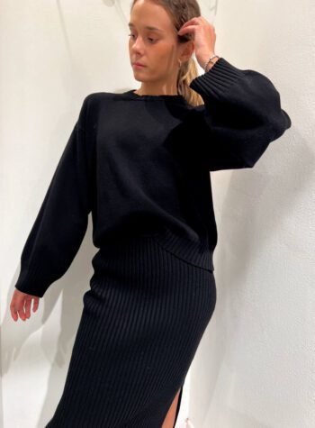 Shop Online Longuette in maglia nera con spacco Vicolo