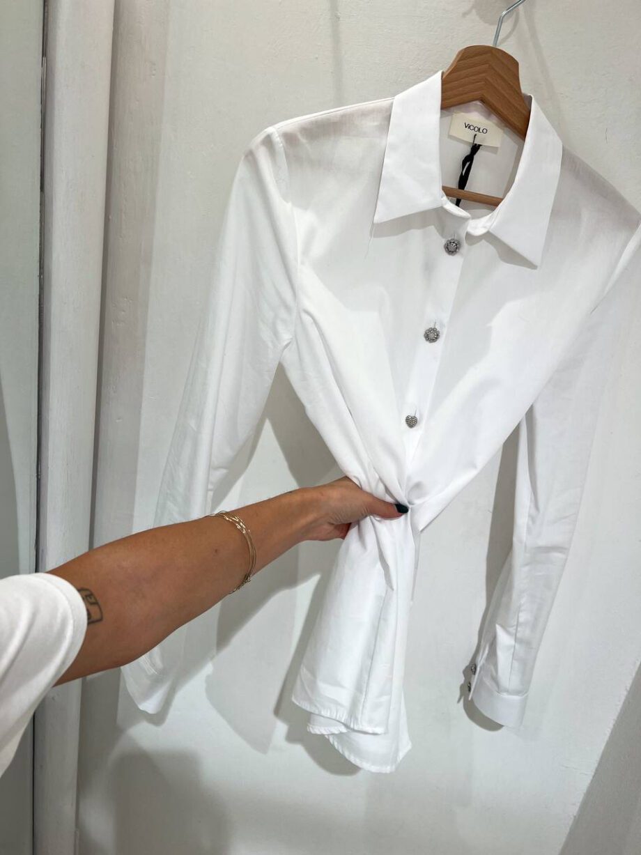 Shop Online Camicia basic bianca bottoni gioiello Vicolo