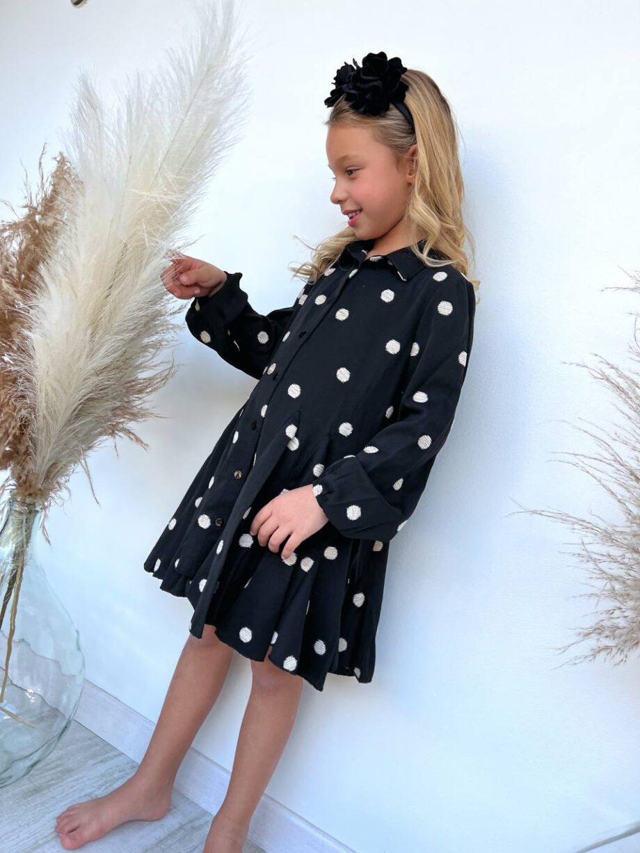 Shop Online Vestito nero con pois beige Souvenir kids