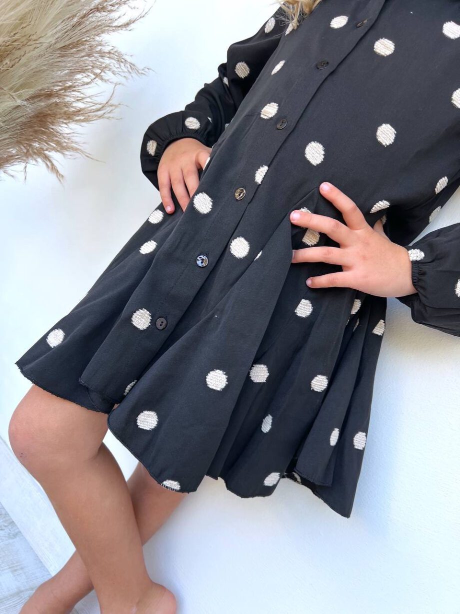 Shop Online Vestito nero con pois beige Souvenir kids