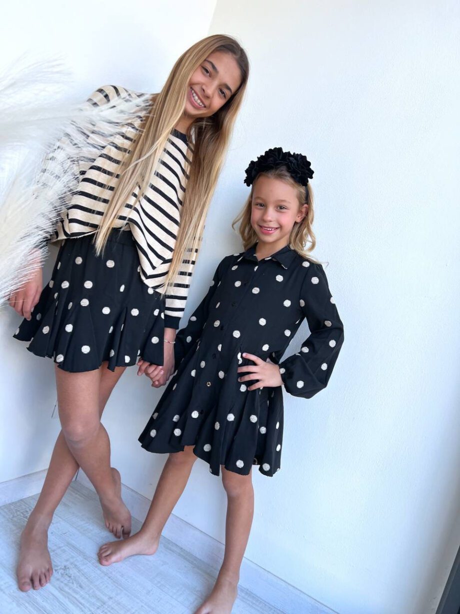 Shop Online Vestito nero con pois beige Souvenir kids